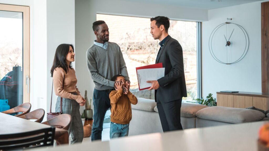 Landlord talking to renter